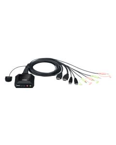 ATEN USB met 2 poorten 4K HDMI-kabel KVM-schakelaar met externe poortselectieknop