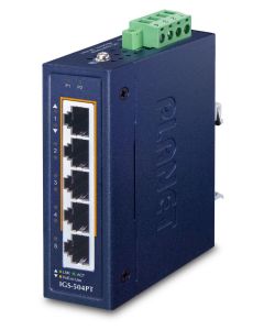 Planet Compact Industrial 4-Port 10/100/1000T 802.3at PoE + 1-Port 10/100/1000T Ethernet Switch