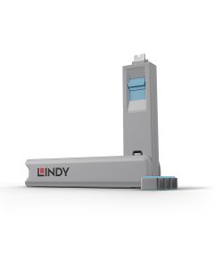 Lindy 40465 poortblokker Poortblokker + sleutel USB Type-C Blauw Acrylonitrielbutadieenstyreen (ABS) 1 stuk(s)