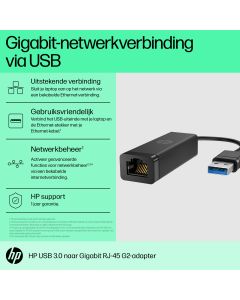 HP USB 3.0-naar-Gigabit RJ45-adapter G2