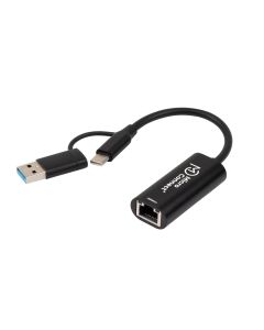 Microconnect MC-USBACNET2.5G tussenstuk voor kabels USB C RJ-45 Zwart
