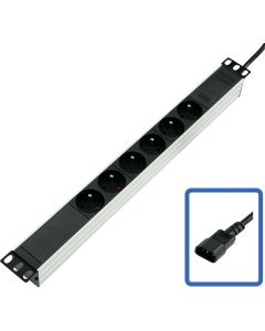 Lanview POWER STRIP 19 - 6 WAY - FULL ALUMINIUM WITH C14 UPS PORT energiedistributie Zwart