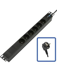 Lanview POWER STRIP 19 - 6 WAYS - 1U - WITH LED POWER energiedistributie Zwart