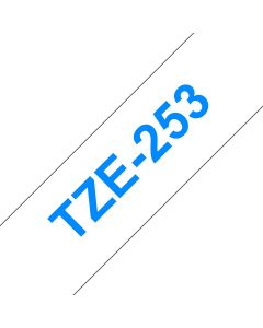 Brother TZE-253 labelprinter-tape Blauw op wit