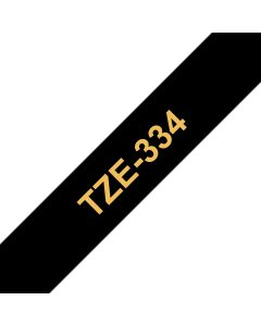Brother TZE-334 labelprinter-tape Goud op zwart