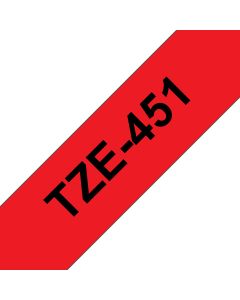Brother TZE-451 labelprinter-tape Zwart op rood TZ