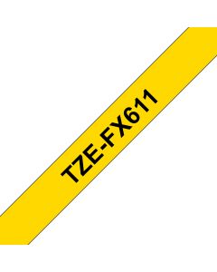 Brother TZE-FX611 labelprinter-tape Zwart op geel