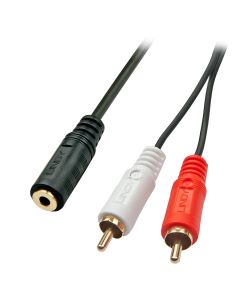 Lindy 35677 audio kabel 0,25 m 2 x RCA 3.5mm Zwart, Rood, Wit