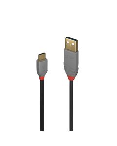 Lindy 36886 USB-kabel USB 2.0 1 m USB A USB C 0,48 Gbit/s Zwart, Grijs