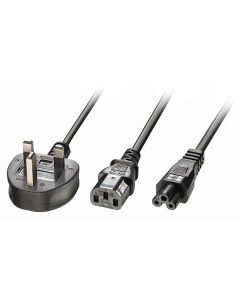 Lindy 30374 electriciteitssnoer Zwart 2,5 m Netstekker type G C13 coupler + C5 coupler