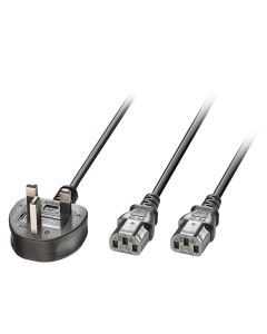 Lindy 30371 electriciteitssnoer Zwart 2,5 m 2 x C13 stekker