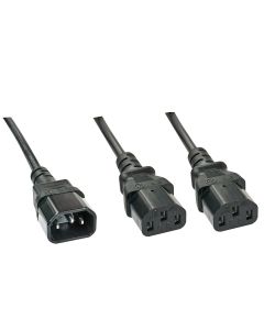 Lindy 30363 electriciteitssnoer Zwart 1 m C14 stekker 2 x C13 stekker