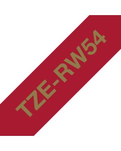 Brother TZE-RW54 labelprinter-tape Goud op rood