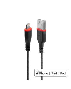 Lindy 31291 Lightning-kabel 1 m Zwart