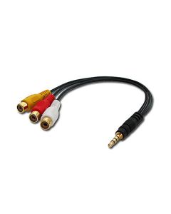 Lindy 35539 composiet videokabels 0,25 m 3.5mm 3 x RCA Zwart