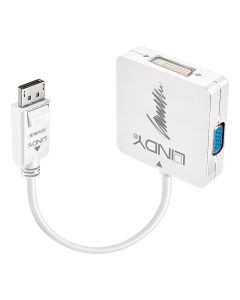 Lindy 41028 video kabel adapter DisplayPort DVI-D + VGA (D-Sub) + HDMI Zwart