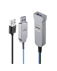 Lindy 43345 USB-kabel USB 3.2 Gen 1 (3.1 Gen 1) 30 m USB A 2 x USB A 5 Gbit/s Blauw, Zilver