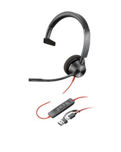HP Poly Blackwire 3310 Microsoft Teams Certified Headset +USB-C/A-adapter TAA
