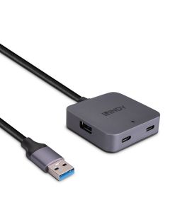Lindy 43388 interface hub USB 3.2 Gen 1 (3.1 Gen 1) Type-A 5000 Mbit/s Zwart, Grijs