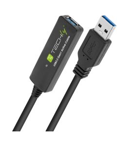Techly ICUR30100G USB-kabel USB 3.2 Gen 1 (3.1 Gen 1) 10 m USB A Zwart