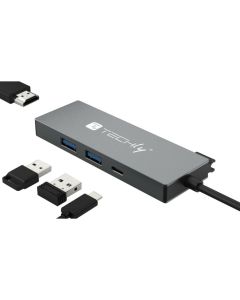 Techly IUSB32C-HUB4HPD laptop dock & poortreplicator Bedraad USB 3.2 Gen 2 (3.1 Gen 2) Type-C Grijs