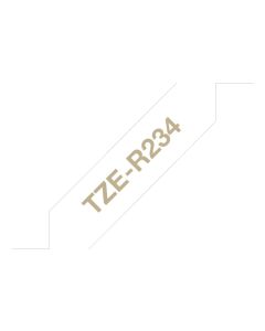 Brother TZE-R234 labelprinter-tape Goud op wit
