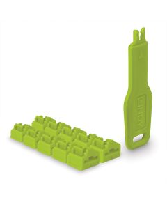 Lindy 47894 poortblokker Poortblokker + sleutel RJ-45 Groen Acrylonitrielbutadieenstyreen (ABS) 10 stuk(s)