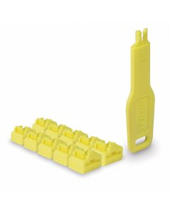Lindy 47900 poortblokker Poortblokker + sleutel RJ-45 Geel Acrylonitrielbutadieenstyreen (ABS) 10 stuk(s)