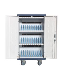 Techly I-CABINET-30DUTY wagen en kast voor management van draagbare apparatuur Wagentje voor draagbaar apparaatbeheer Wit, Blauw