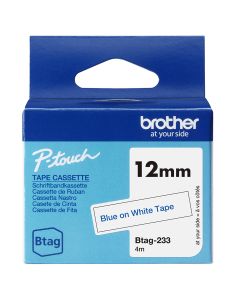Brother BTAG-233 labelprinter-tape Blauw op wit