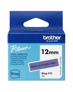 Brother BTAG-F31 labelprinter-tape Zwart op paars