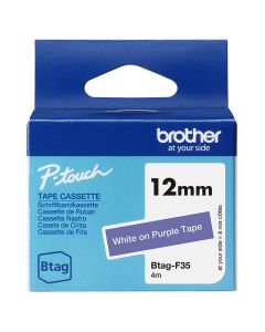 Brother BTAG-F35 labelprinter-tape Wit op paars