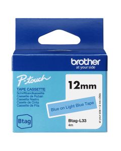 Brother BTAG-L33 labelprinter-tape Blauw op lichtblauw