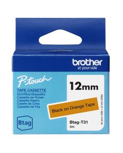 Brother BTAG-T31 labelprinter-tape Zwart op oranje