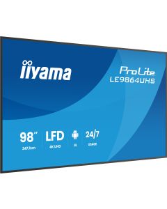 iiyama LE9864UHS-B1AG beeldkrant Digitale signage flatscreen 2,49 m (98") Wifi 500 cd/m² 4K Ultra HD Zwart Type processor Android 24/7
