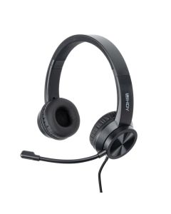 Lindy 20439 hoofdtelefoon/headset Bedraad Hoofdband Kantoor/callcenter USB Type-C Zwart