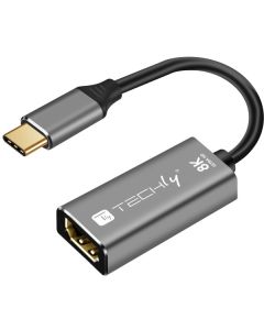 Techly IADAP-USBC-HDMI8 USB grafische adapter 7680 x 4320 Pixels Zwart, Zilver