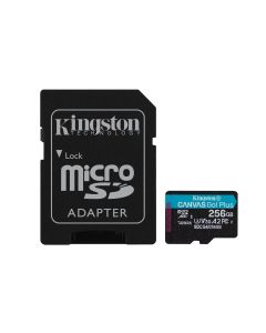 Kingston Technology 256GB microSDXC Canvas Go! Plus Gen4 200MB/s A2 U3 V30 kaart + adapter