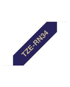 Brother TZE-RN34 labelprinter-tape Goud op navyblauw