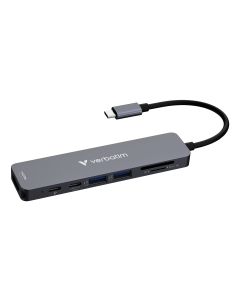 Verbatim USB-C essentiële multipoort hub 7 poorten: HDMI, USB-C, USB-C 3.2 Gen 1, 2 x USB-A 3.2 Gen 1, SD & microSD