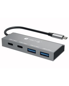 Techly IUSB32C-HUB4AC2 laptop dock & poortreplicator Bedraad USB 3.2 Gen 1 (3.1 Gen 1) Type-C Zilver