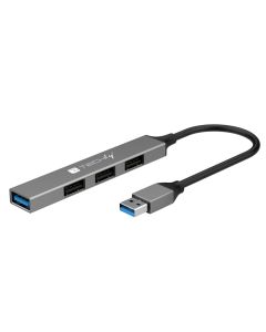 Techly IUSB32-HUB4A-3U2SLS laptop dock & poortreplicator Bedraad USB 3.2 Gen 1 (3.1 Gen 1) Type-A Grijs