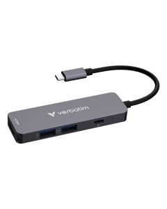 Verbatim USB-C essentiële multipoort hub 4 poorten: HDMI, USB-C PD, USB-A 3.2 Gen 1, USB-A