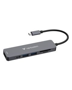 Verbatim USB-C essentiële multipoort hub 6 poorten: HDMI, USB-C PD, USB-A 3.2 Gen 1, USB-A, SD & microSD