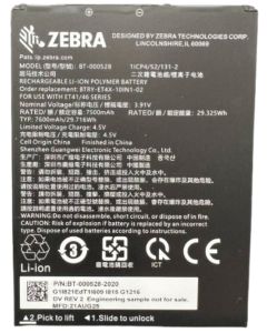 Zebra BTRY-ET401-10INC-01 reserve-onderdeel & accessoire voor tablets Batterij