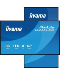 iiyama LH8664UHS-B3AG beeldkrant Digitale signage flatscreen 2,17 m (85.6") Wifi 500 cd/m² 4K Ultra HD Zwart Type processor Android 24/7