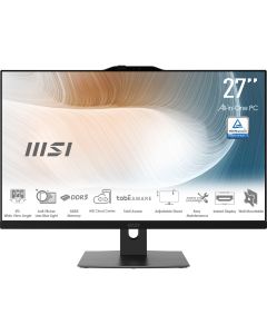 MSI Modern AM272P 1M-848EU All-in-One PC/workstation Intel Core 5 120U 68,6 cm (27") 1920 x 1080 Pixels Alles-in-één-pc 8 GB DDR5-SDRAM 512 GB SSD Windows 11 Pro Wi-Fi 6E (802.11ax) Zwart