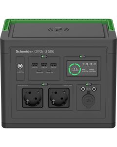 APC SE OffGrid Portable Power Station 500 - Li-Ion accu, LCD, 2x stopcontact, 3x USB-A, 2x USB-C, 3x 12V, draadloze lader