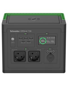 APC SE OffGrid Portable Power Station 730 - Li-Ion accu, LCD, 2x stopcontact, 3x USB-A, 2x USB-C, 3x 12V, draadloze lader