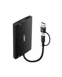 Lindy 43430 video kabel adapter 0,11 m USB Type-C 2 x HDMI Zwart